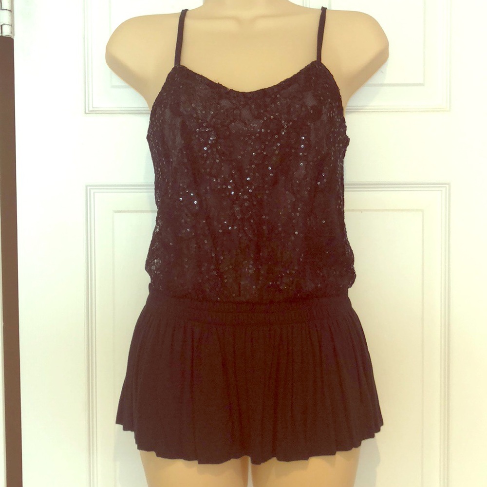Express sequin and ruffle tank top NWOT